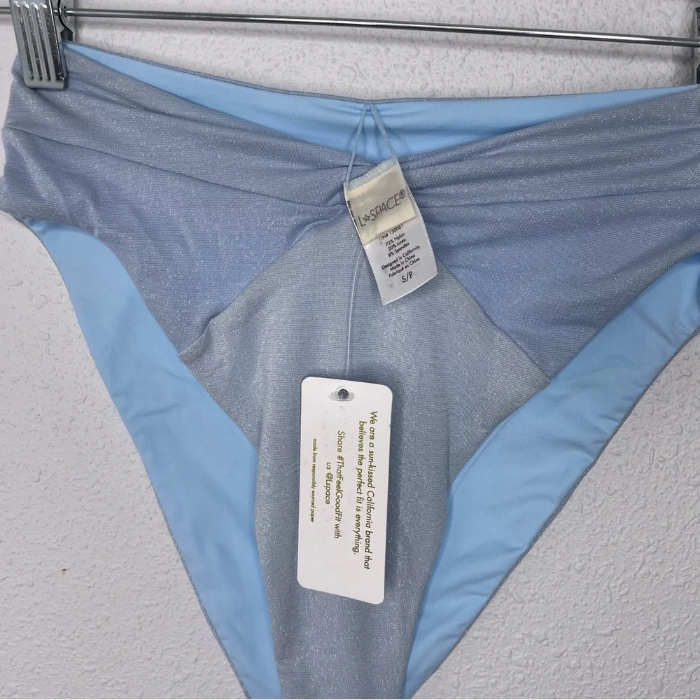 New L*Space Nancy Lee Bitsy Swim Bottoms in Shimmery Light Blue size S
